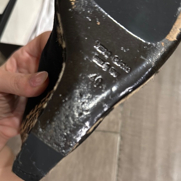 GIUSEPPE ZANOTTI Black and Leopard Print Wedge Heels - Picture 4 of 6